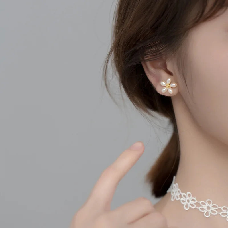 Earrings Silver Romantic Pearl