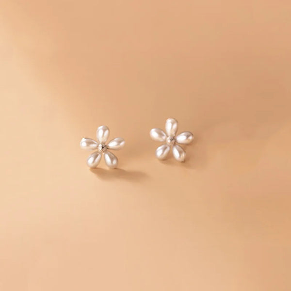 Earrings Silver Romantic Pearl