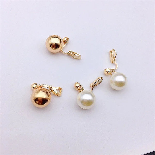 Earrings Gold Clip Korean Style No Piercing