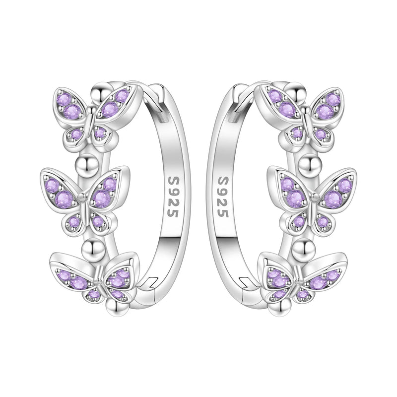 Earrings Silver Butterfly Elegant
