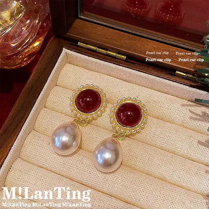 Earrings Retro Pearl Clip No Piercing Varieties