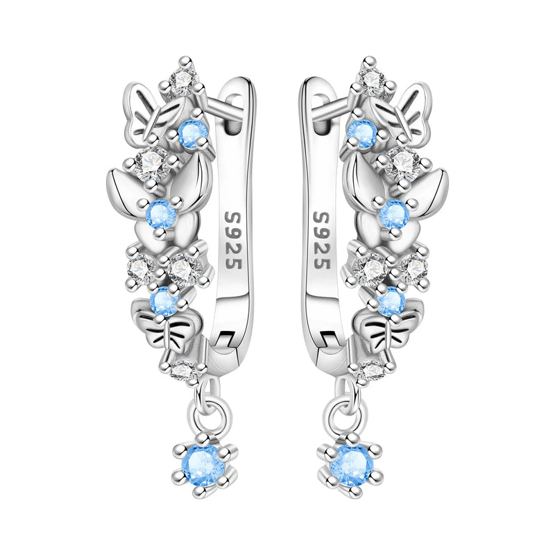 Earrings Silver Butterfly Elegant