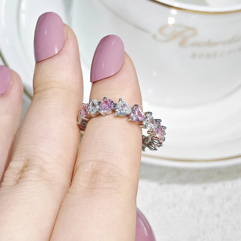 Ring Heart Pink Crystal Love