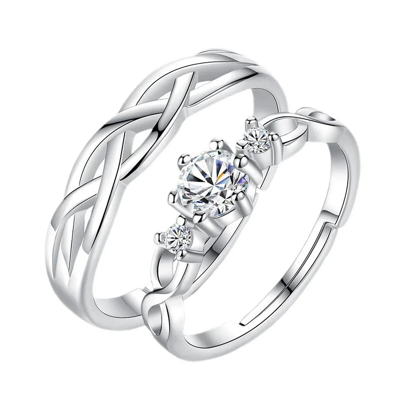 Ring Couple Crystal Wave