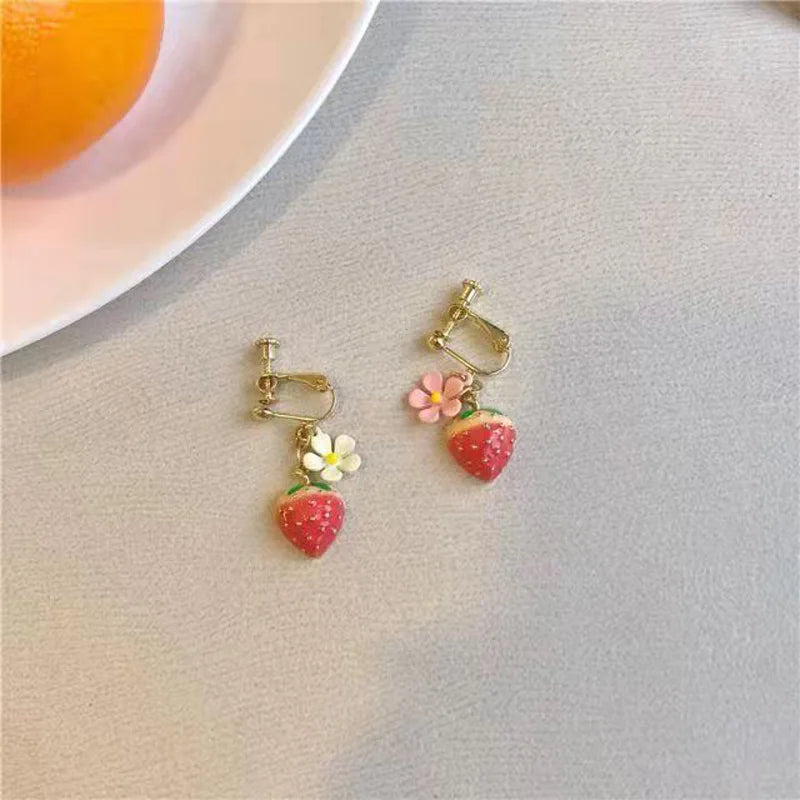 Earrings Strawberry Sweet Drop Korean