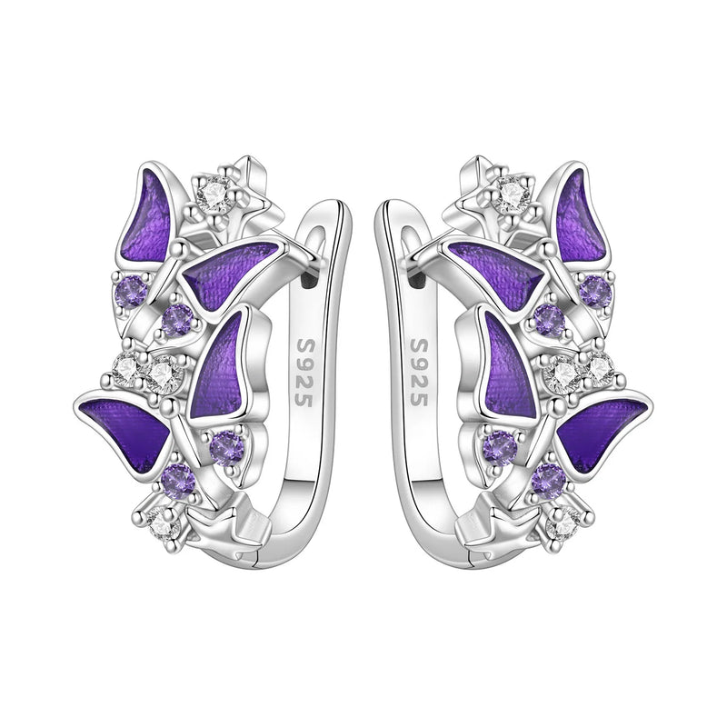 Earrings Silver Butterfly Elegant