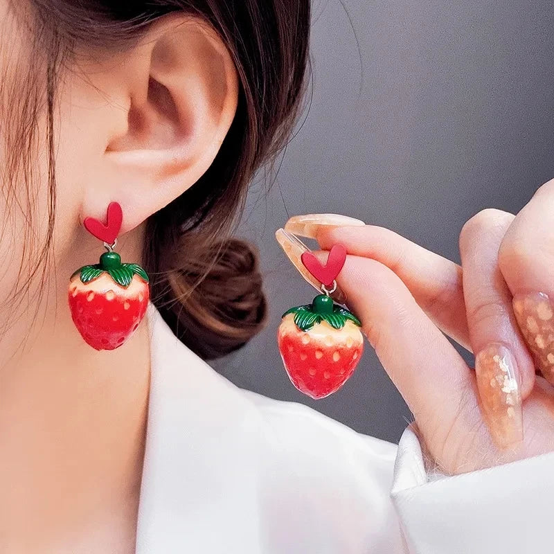 Earrings Strawberry Sweet Drop Korean