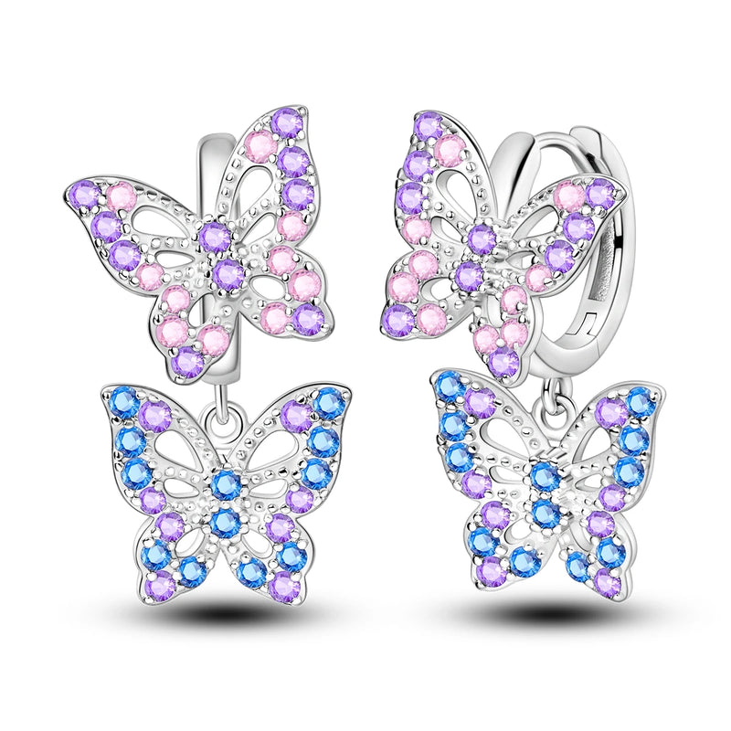 Earrings Silver Butterfly Elegant