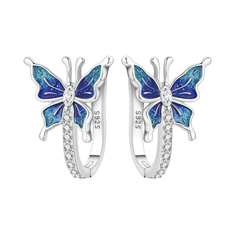 Earrings Silver Butterfly Elegant