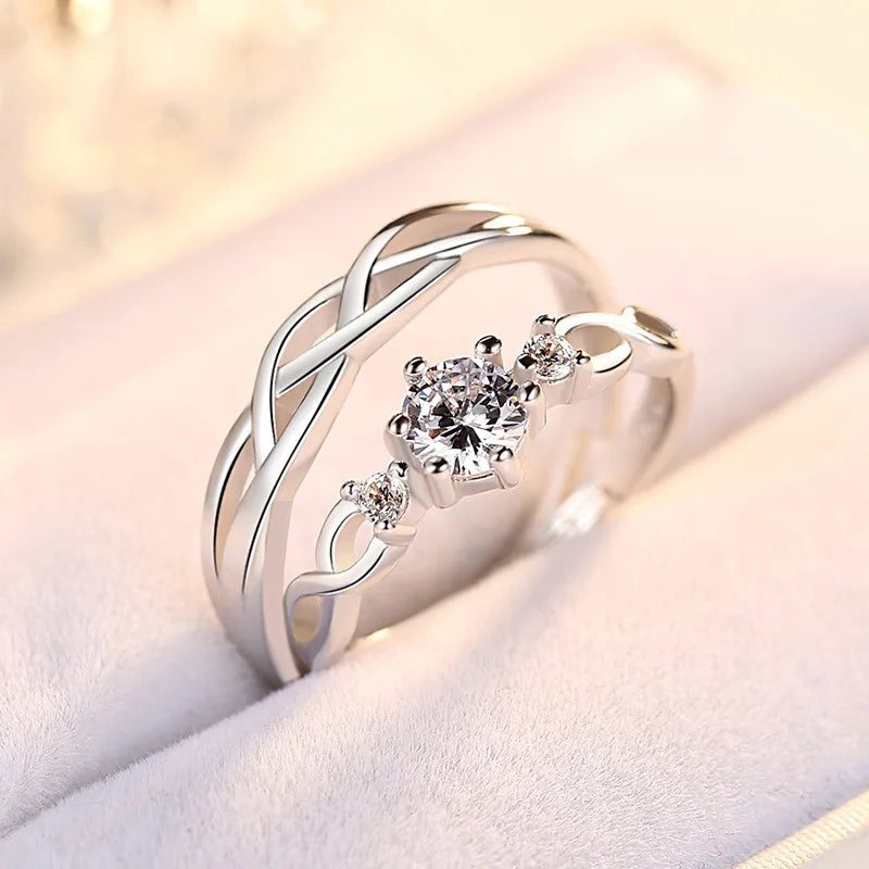 Ring Couple Crystal Wave