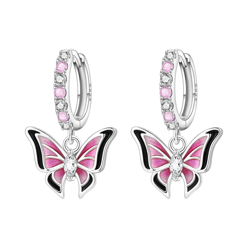 Earrings Silver Butterfly Elegant