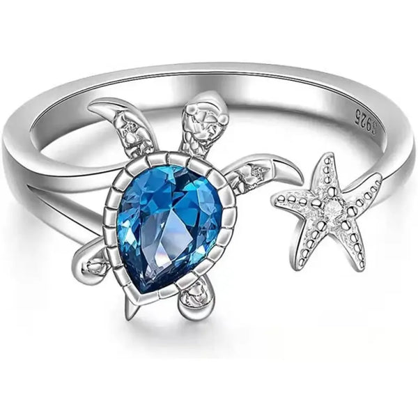Ring Starfish Blue Topaz