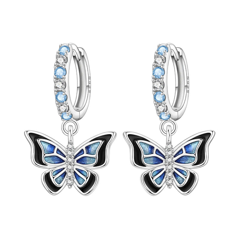 Earrings Silver Butterfly Elegant