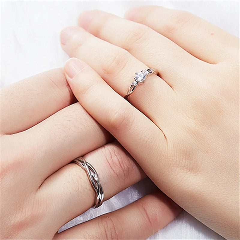Ring Couple Crystal Wave