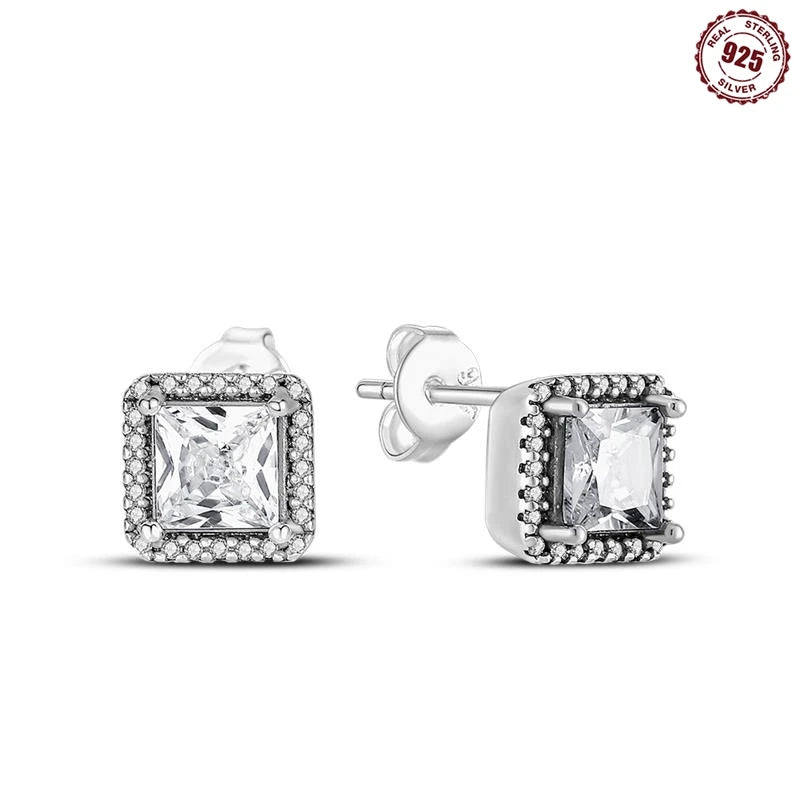 Earrings Silver Square Shape Wedding Varieties