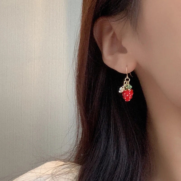 Earrings Strawberry Sweet Drop Korean