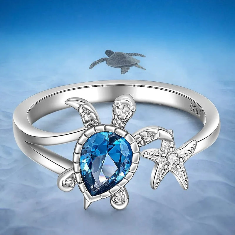 Ring Starfish Blue Topaz