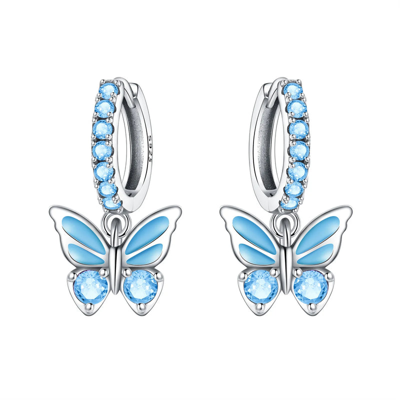 Earrings Silver Butterfly Elegant
