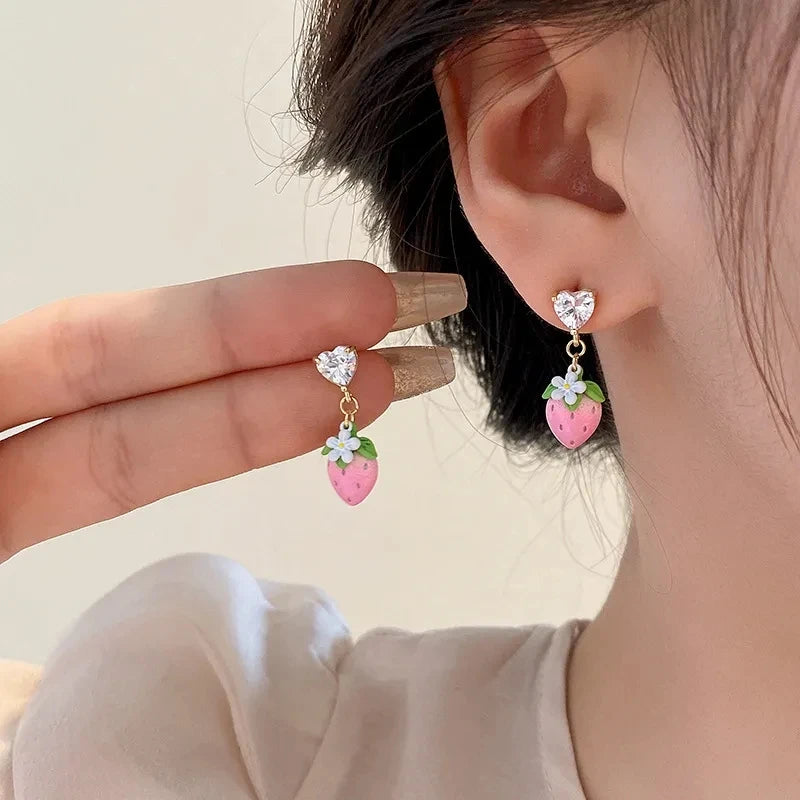 Earrings Strawberry Sweet Drop Korean