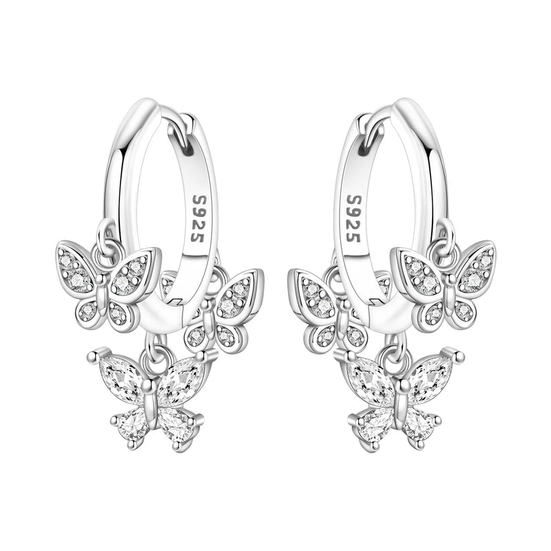 Earrings Silver Butterfly Elegant