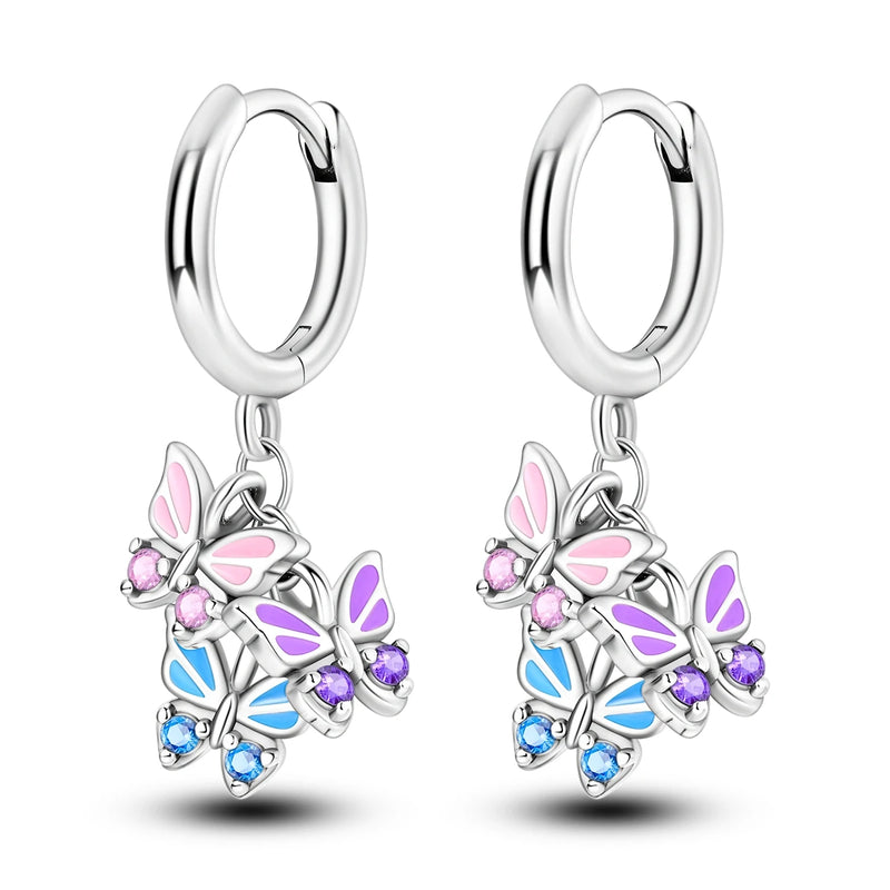 Earrings Silver Butterfly Elegant