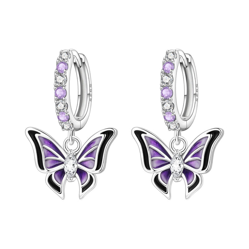 Earrings Silver Butterfly Elegant