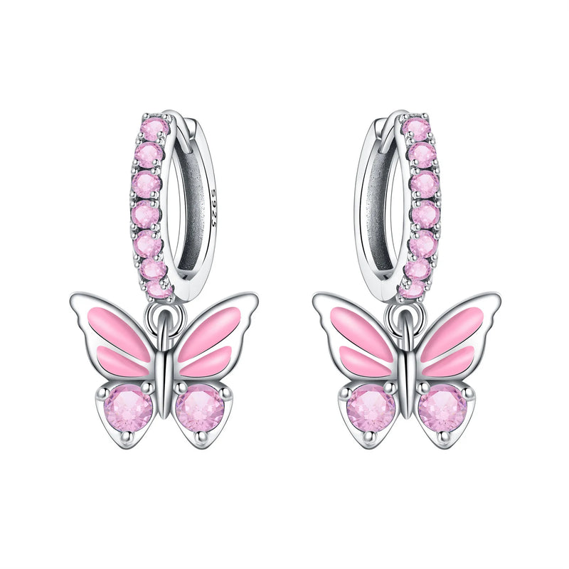 Earrings Silver Butterfly Elegant