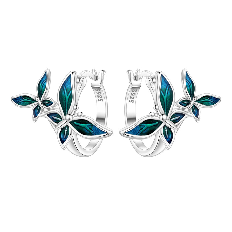 Earrings Silver Butterfly Elegant