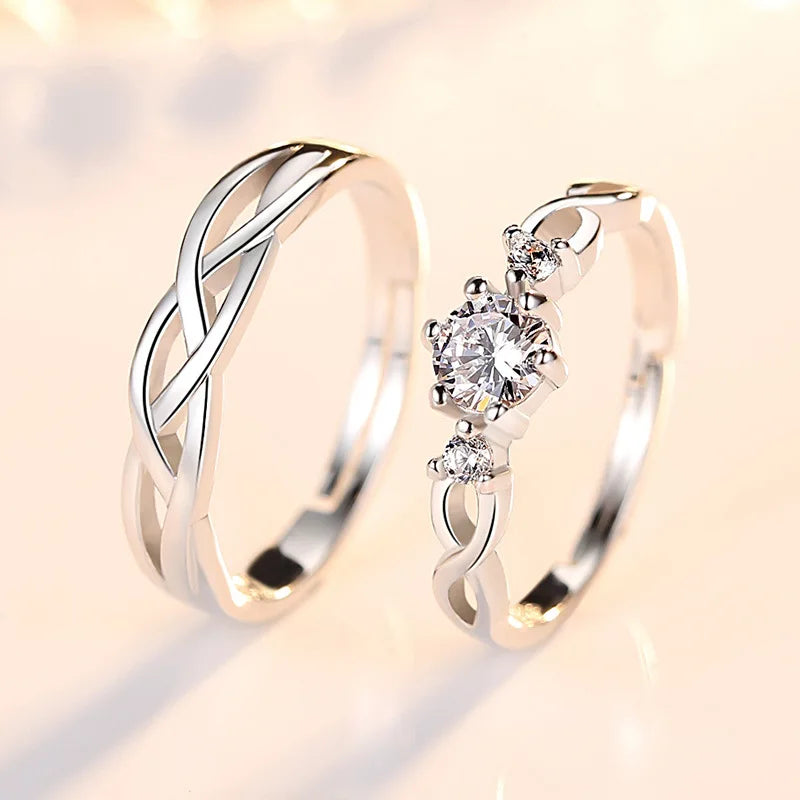 Ring Couple Crystal Wave