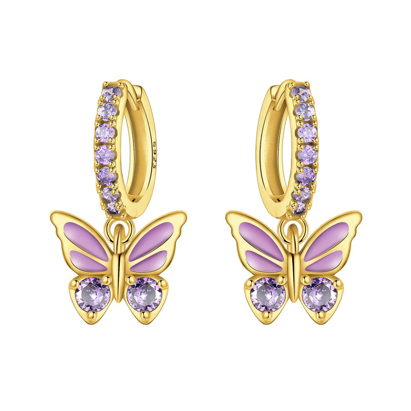 Earrings Silver Butterfly Elegant