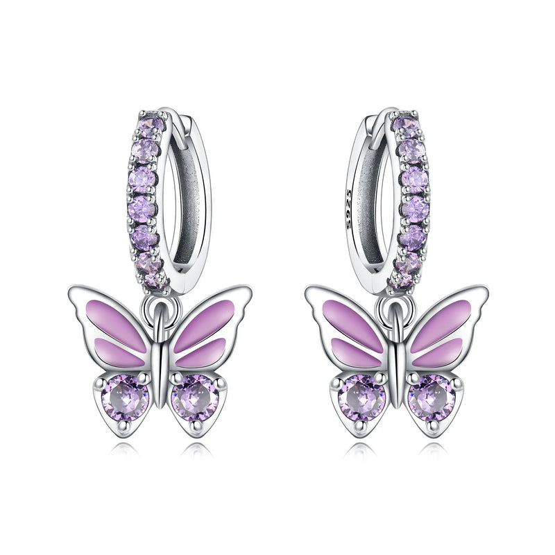Earrings Silver Butterfly Elegant
