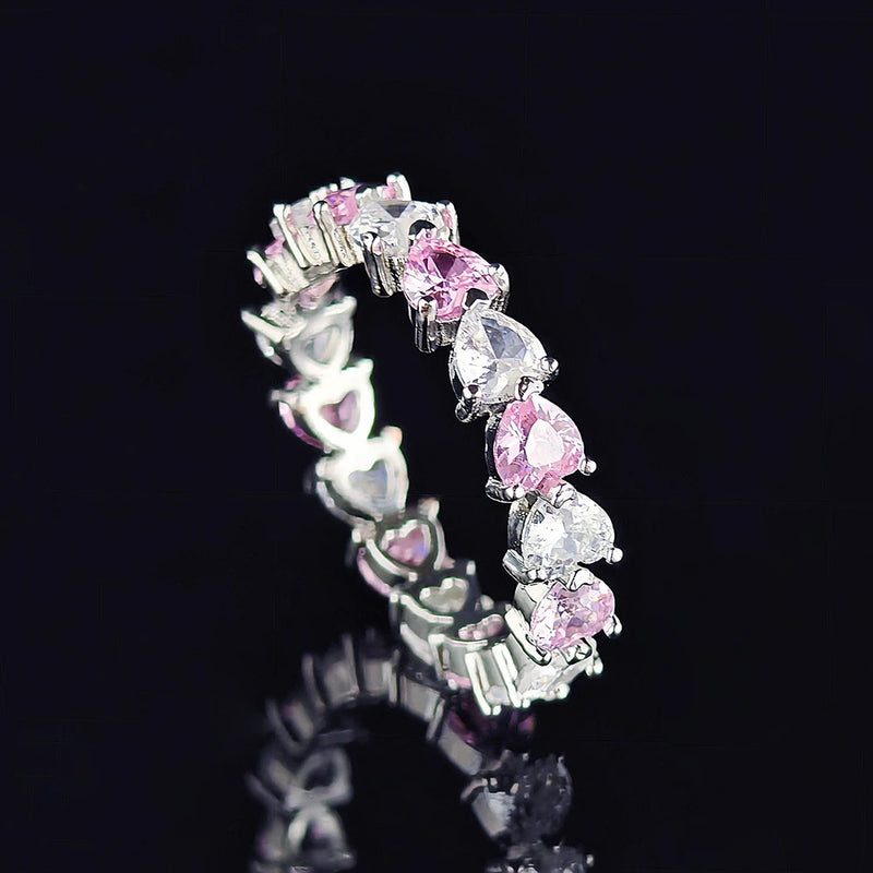 Ring Heart Pink Crystal Love