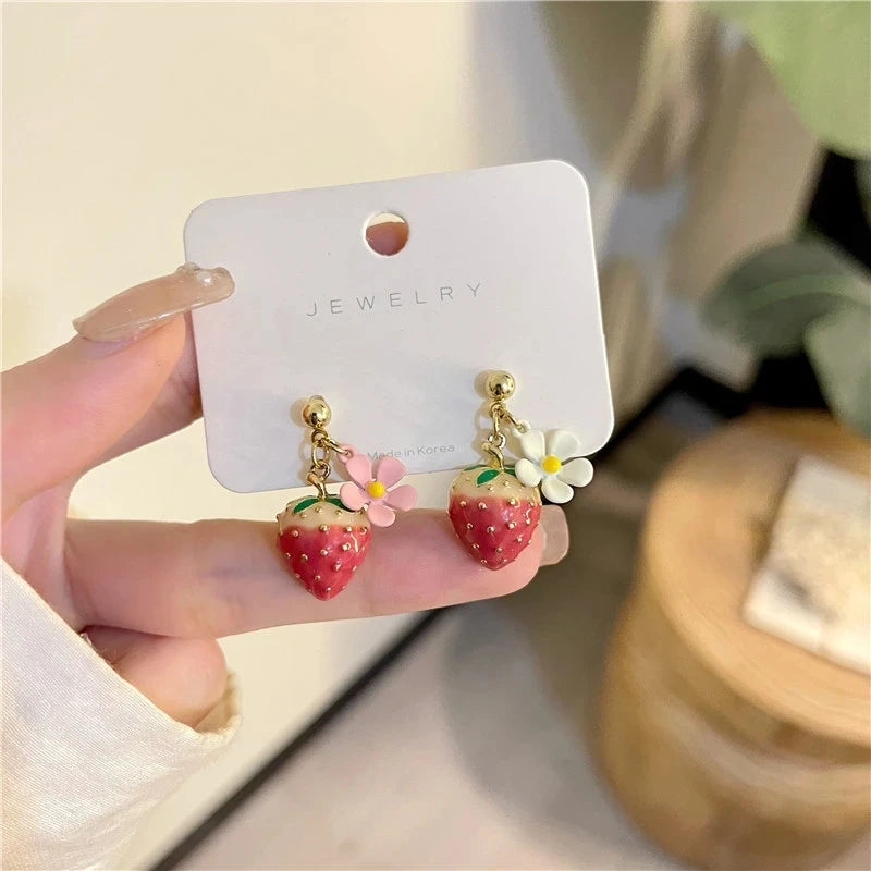 Earrings Strawberry Sweet Drop Korean