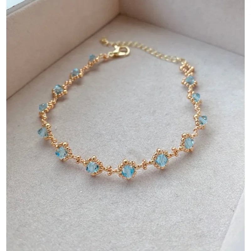 Bracelet Gold Pearl Crystals