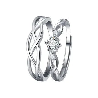 Ring Couple Crystal Wave