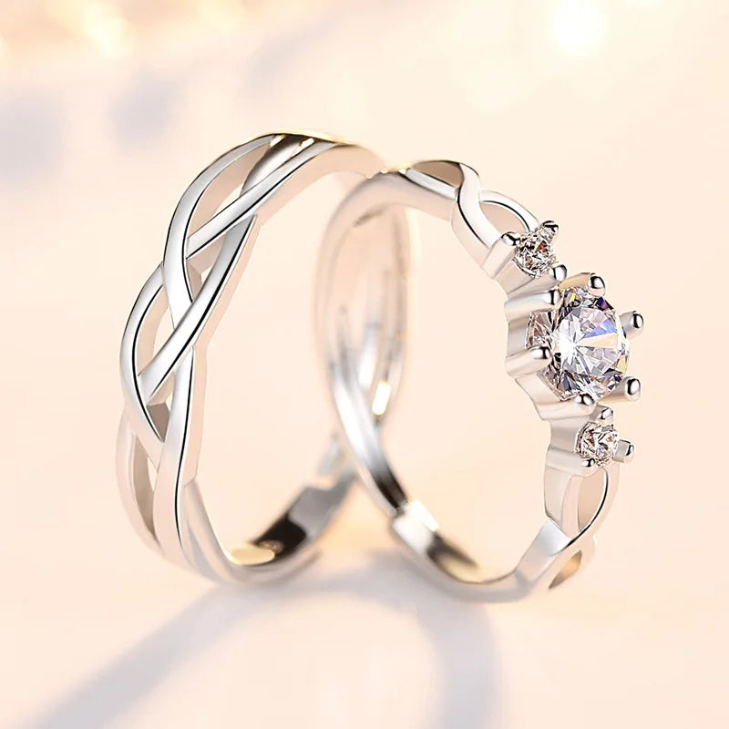 Ring Couple Crystal Wave