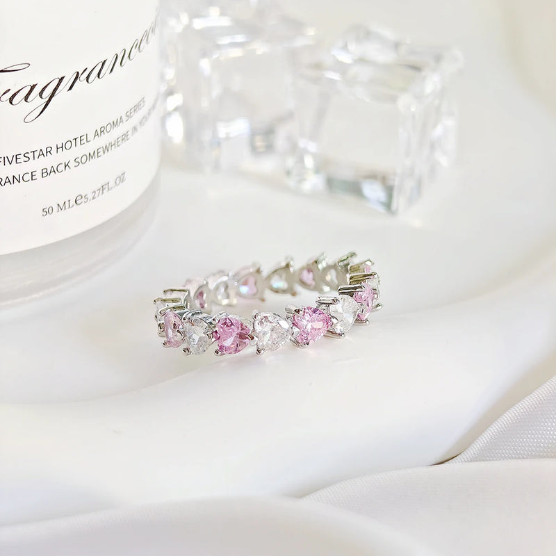 Ring Heart Pink Crystal Love
