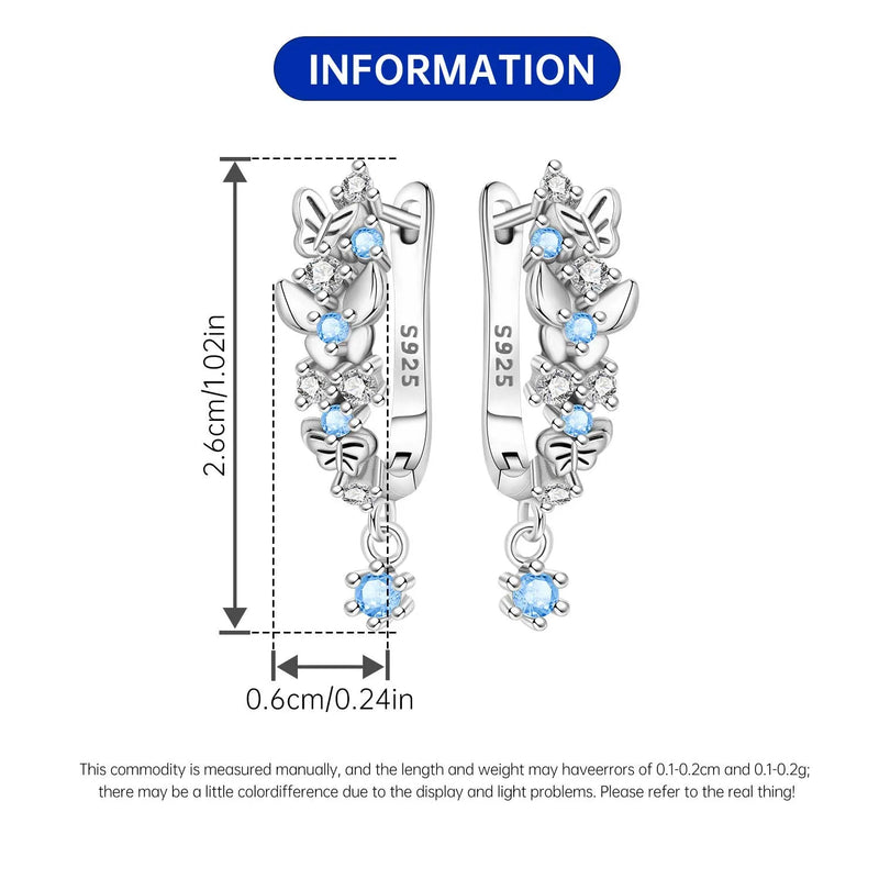 Earrings Silver Butterfly Elegant