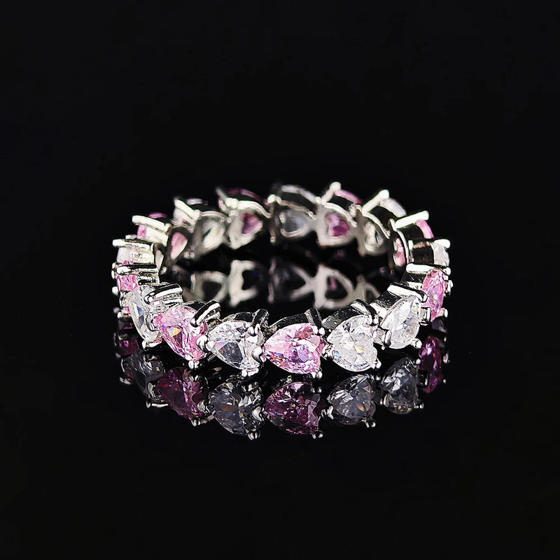Ring Heart Pink Crystal Love