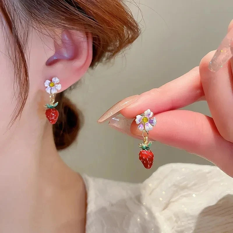 Earrings Strawberry Sweet Drop Korean