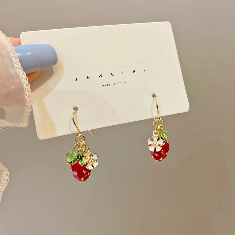 Earrings Strawberry Sweet Drop Korean