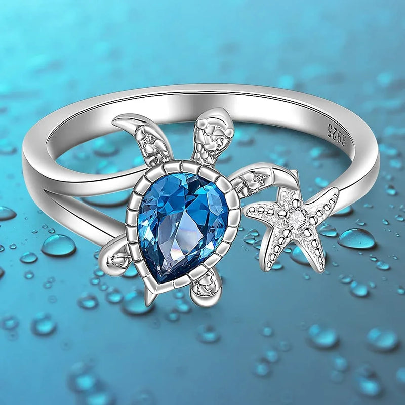 Ring Starfish Blue Topaz