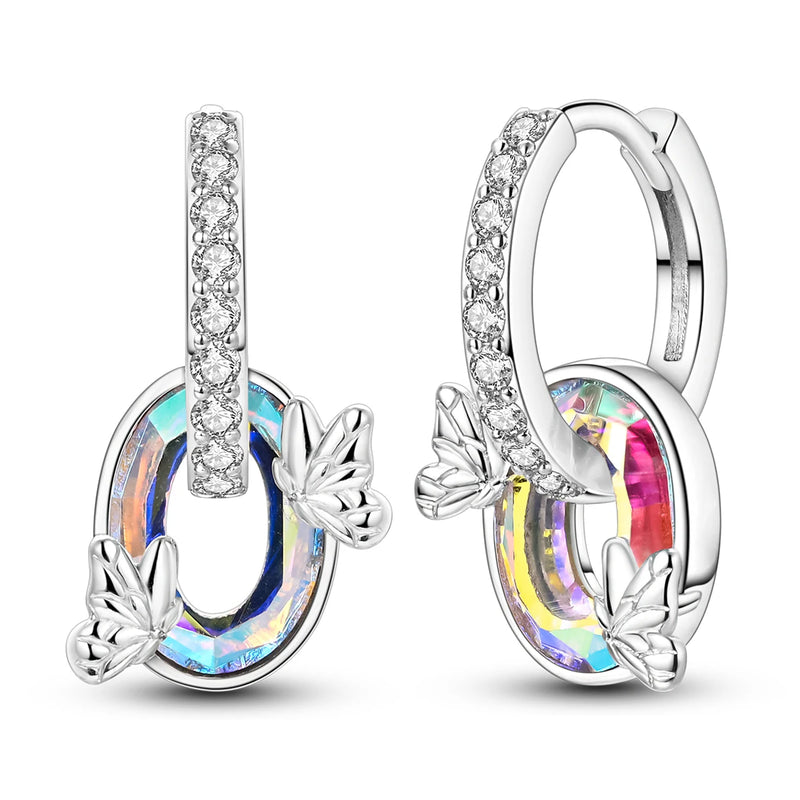 Earrings Silver Butterfly Elegant