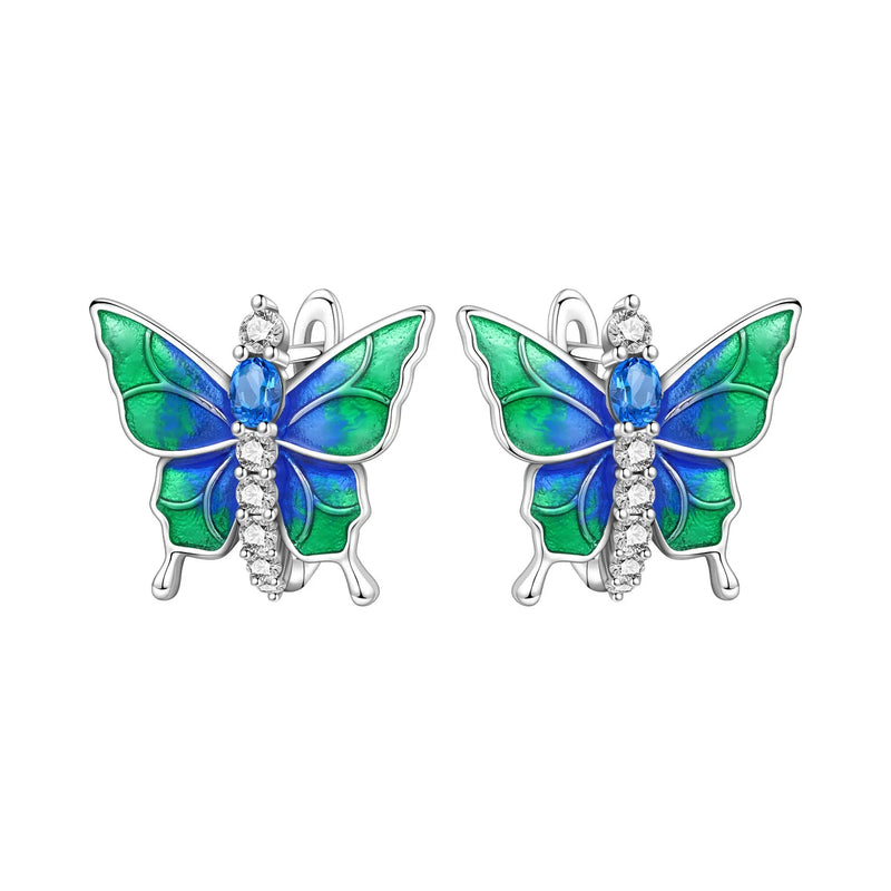Earrings Silver Butterfly Elegant