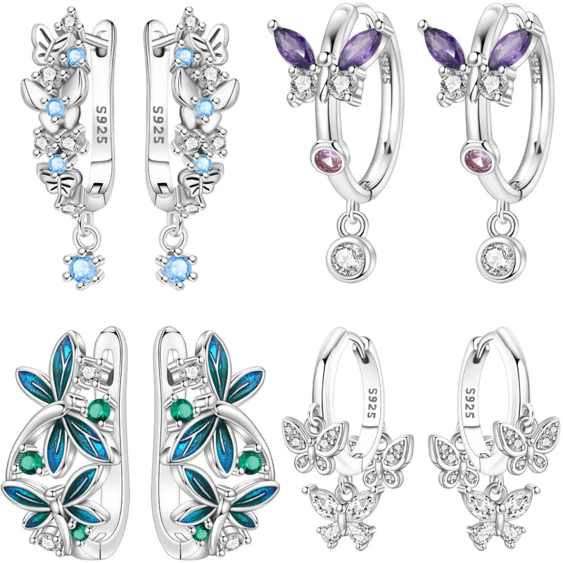 Earrings Silver Butterfly Elegant